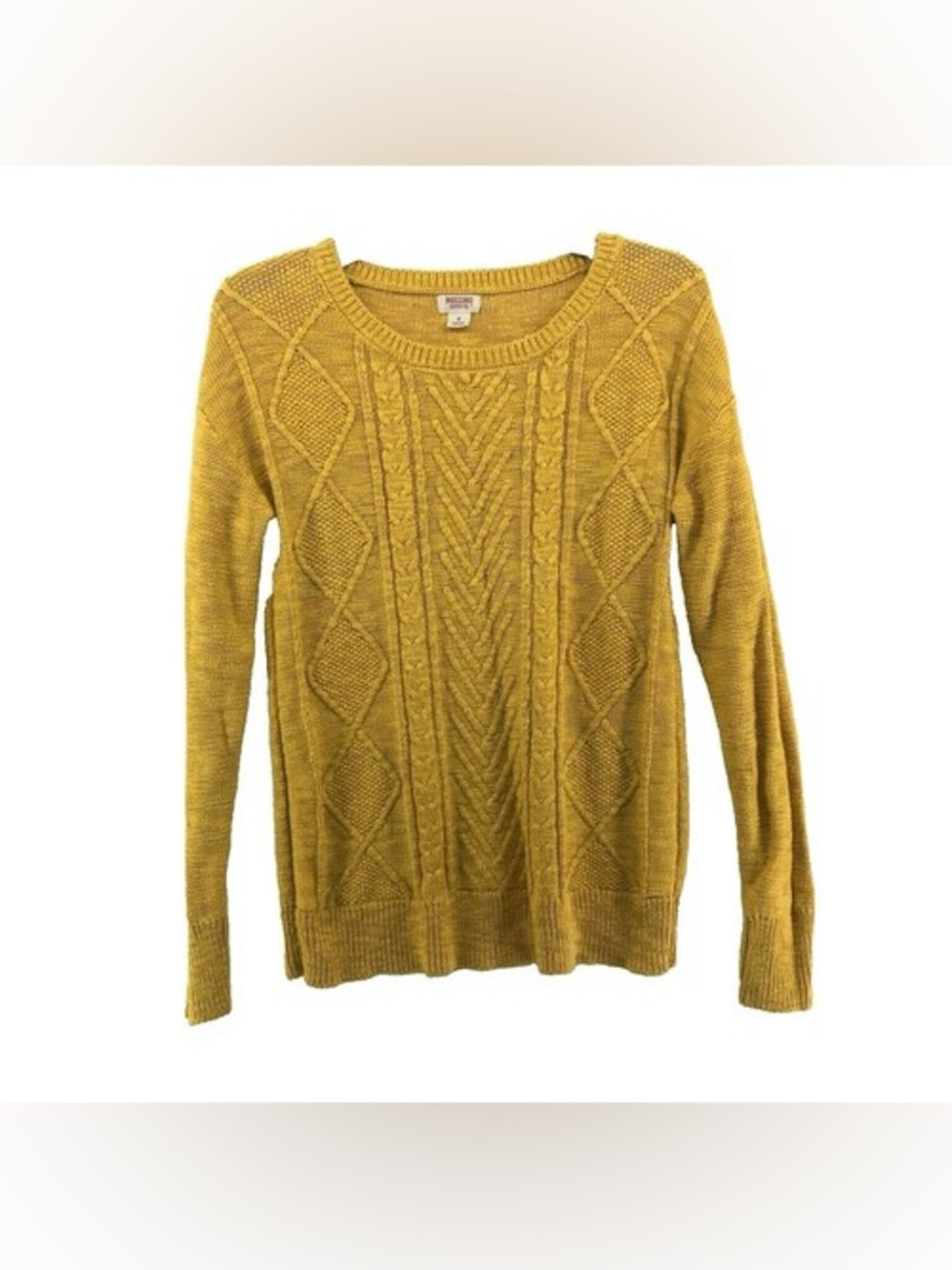 Mossimo golden mustard textured cable knit sweater. Size M